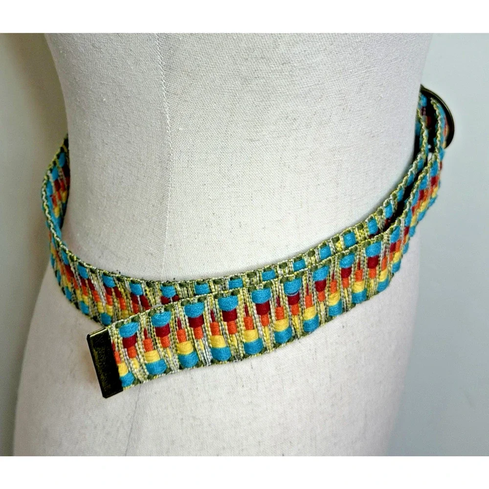 Boho Woven Women's Belt Multicolor Southwest Aztec Bohemian OS Adjustable 40